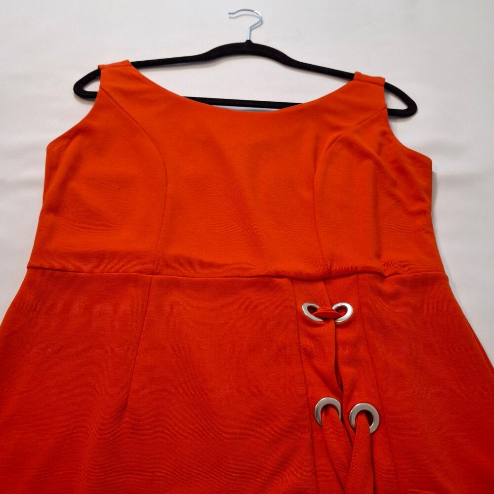 Venus Womens Sleek Pencil Coral Dress Size L Laced Slit Back Zipper Sleeveless - Picture 6 of 15
